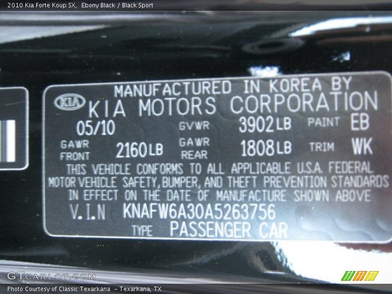 Ebony Black / Black Sport 2010 Kia Forte Koup SX
