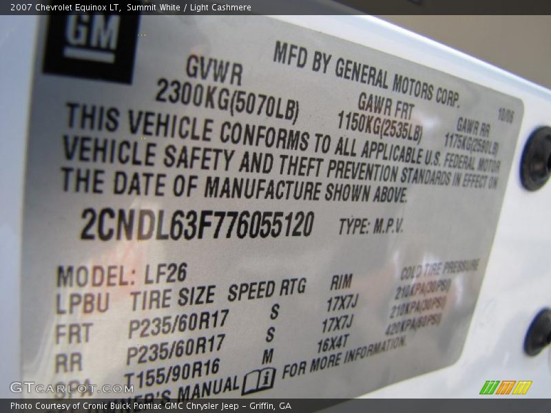 Summit White / Light Cashmere 2007 Chevrolet Equinox LT