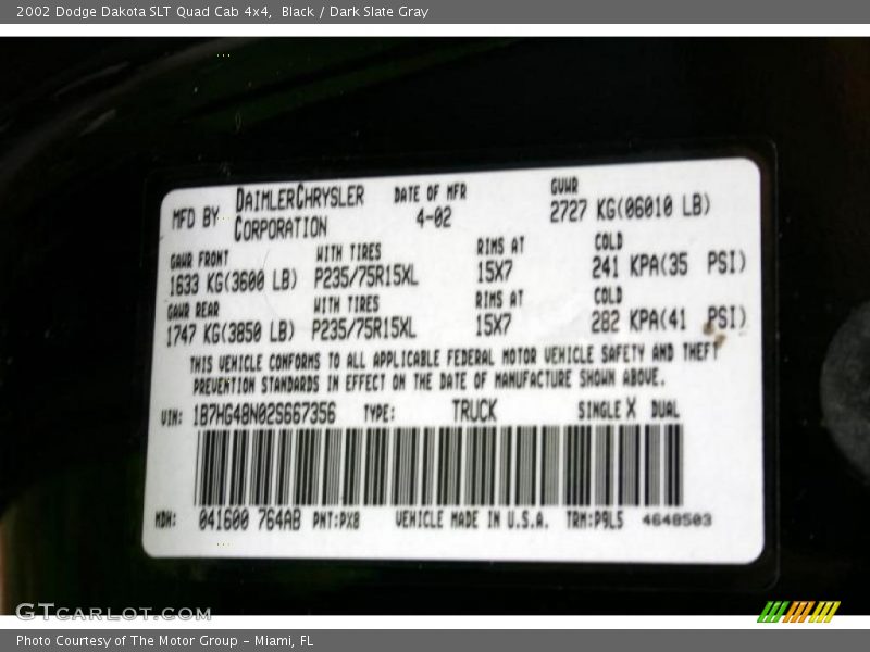 Black / Dark Slate Gray 2002 Dodge Dakota SLT Quad Cab 4x4