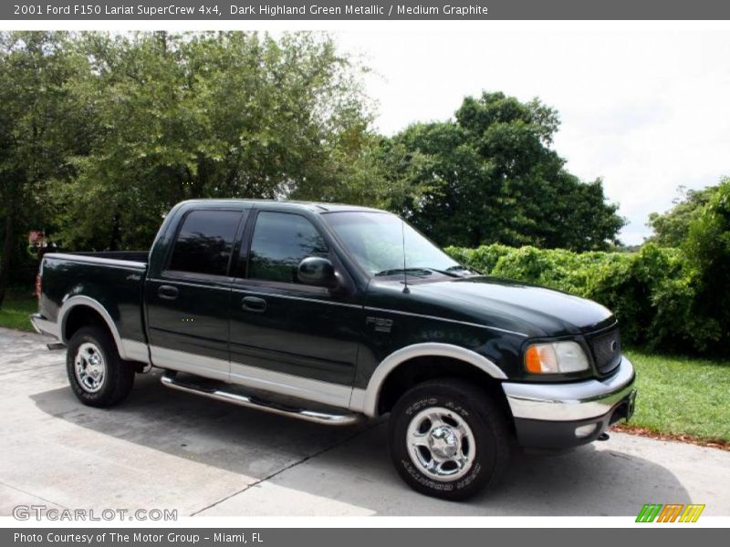 Dark Highland Green Metallic / Medium Graphite 2001 Ford F150 Lariat SuperCrew 4x4