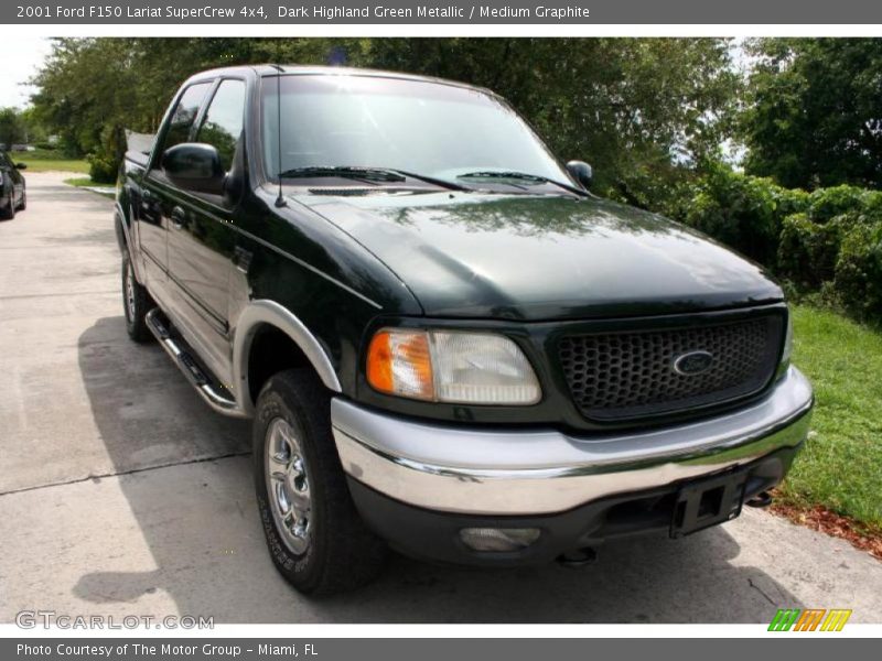 Dark Highland Green Metallic / Medium Graphite 2001 Ford F150 Lariat SuperCrew 4x4