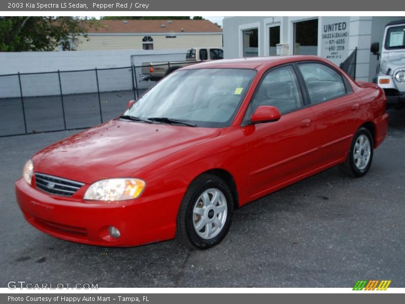Pepper Red / Grey 2003 Kia Spectra LS Sedan