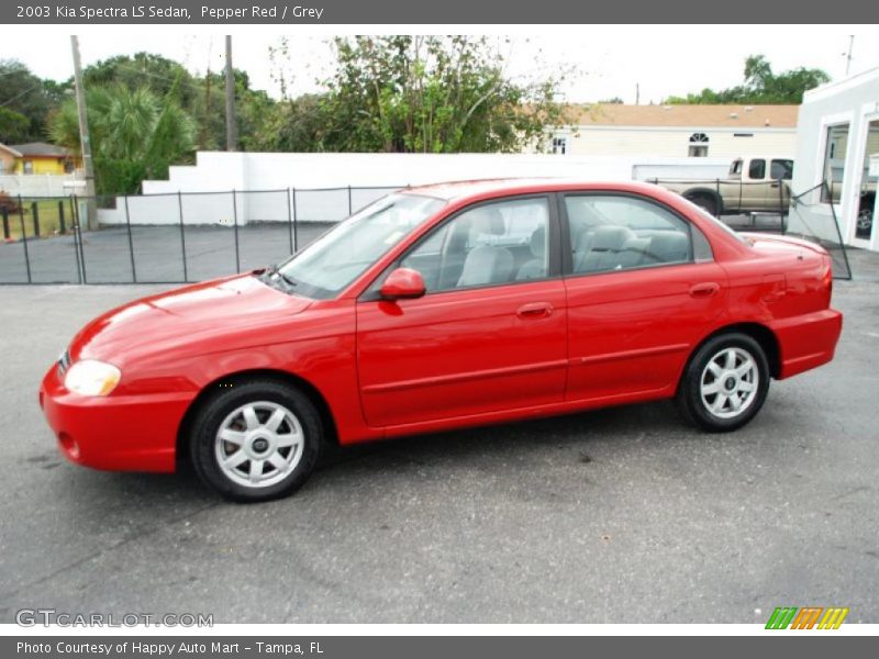Pepper Red / Grey 2003 Kia Spectra LS Sedan