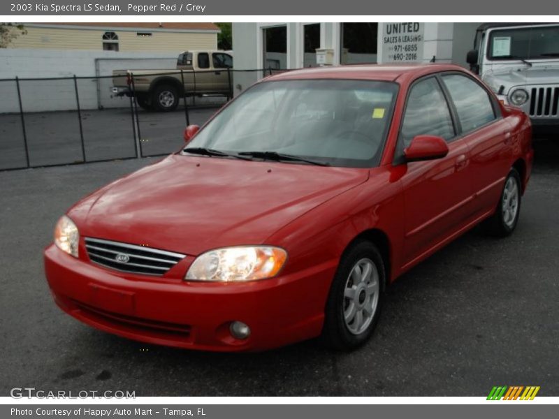 Pepper Red / Grey 2003 Kia Spectra LS Sedan