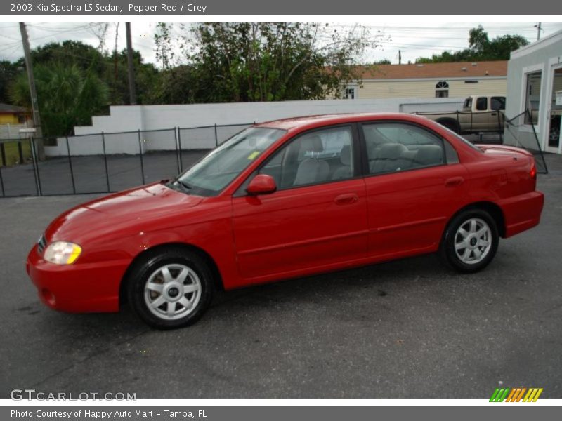 Pepper Red / Grey 2003 Kia Spectra LS Sedan