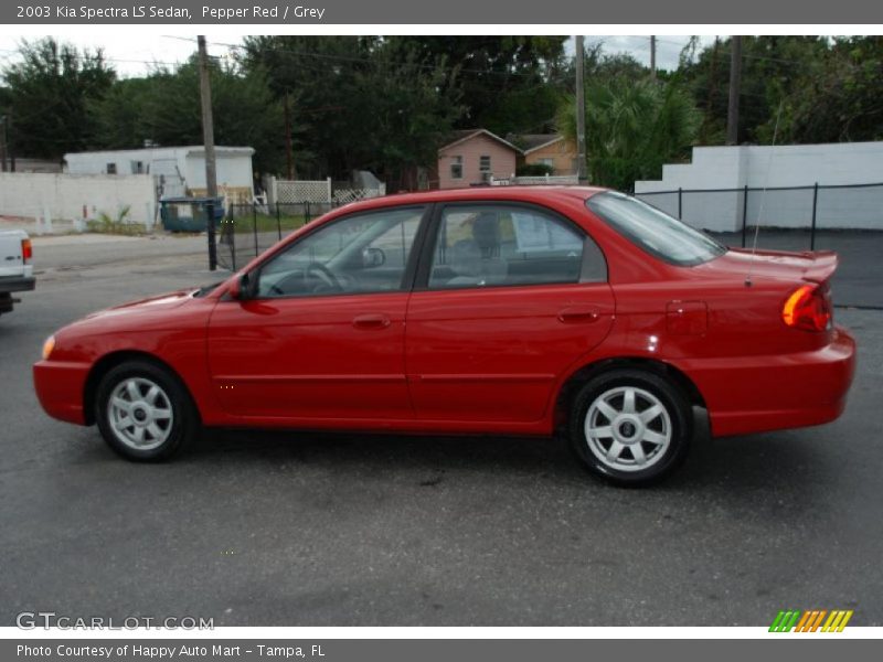 Pepper Red / Grey 2003 Kia Spectra LS Sedan