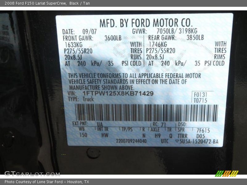 Black / Tan 2008 Ford F150 Lariat SuperCrew