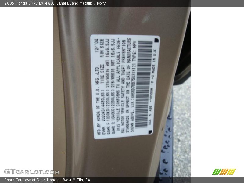 Sahara Sand Metallic / Ivory 2005 Honda CR-V EX 4WD