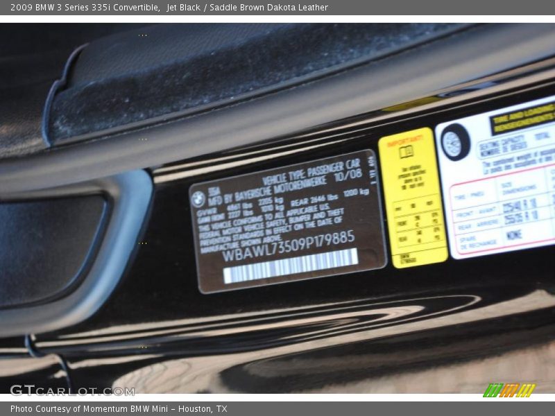 Jet Black / Saddle Brown Dakota Leather 2009 BMW 3 Series 335i Convertible