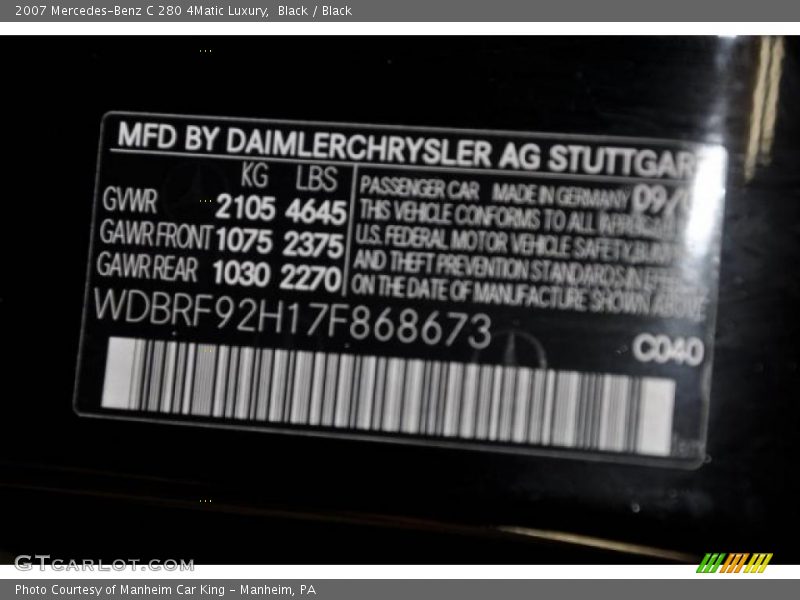Black / Black 2007 Mercedes-Benz C 280 4Matic Luxury