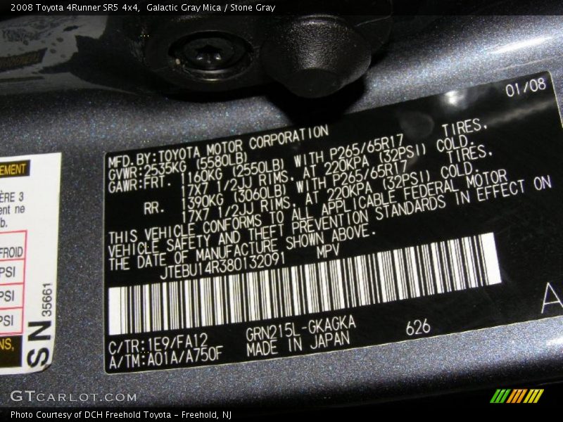 Galactic Gray Mica / Stone Gray 2008 Toyota 4Runner SR5 4x4
