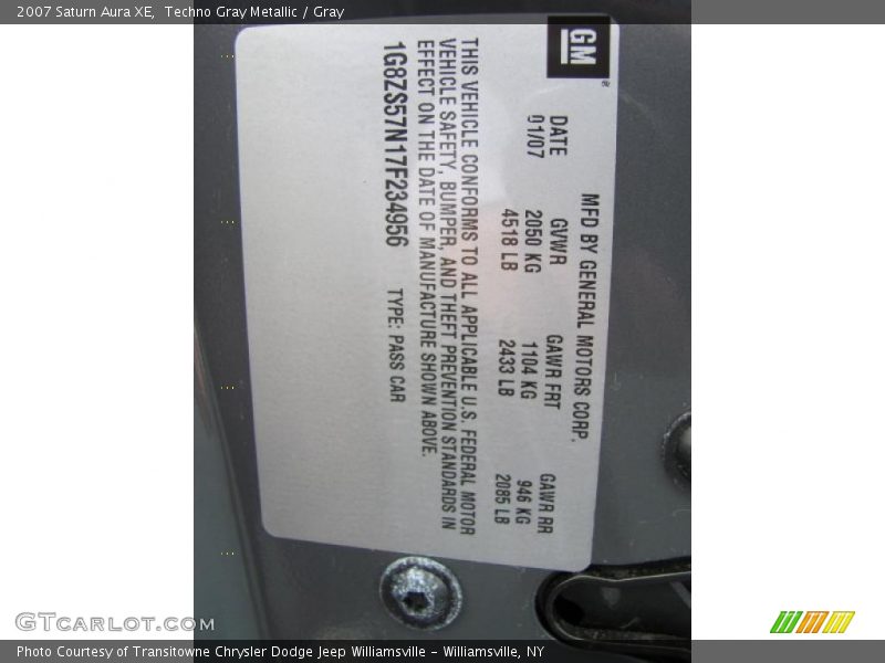 Techno Gray Metallic / Gray 2007 Saturn Aura XE