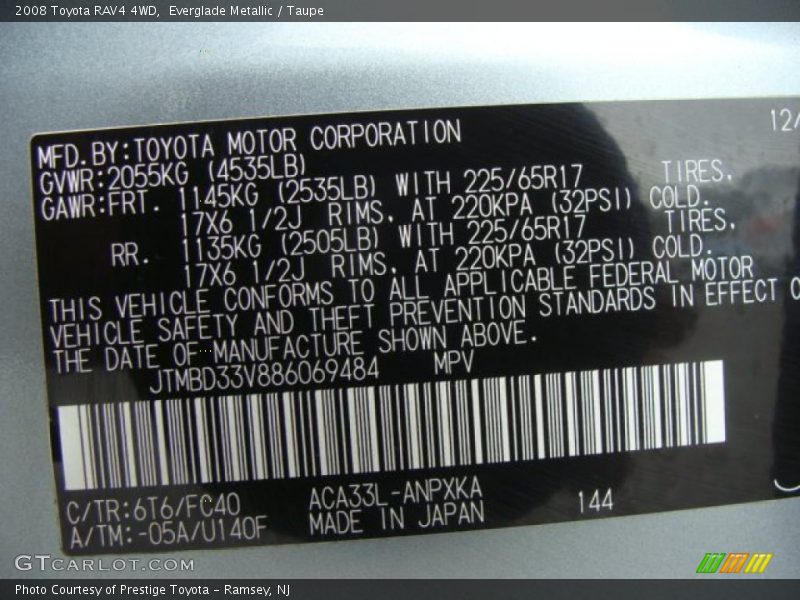 Everglade Metallic / Taupe 2008 Toyota RAV4 4WD