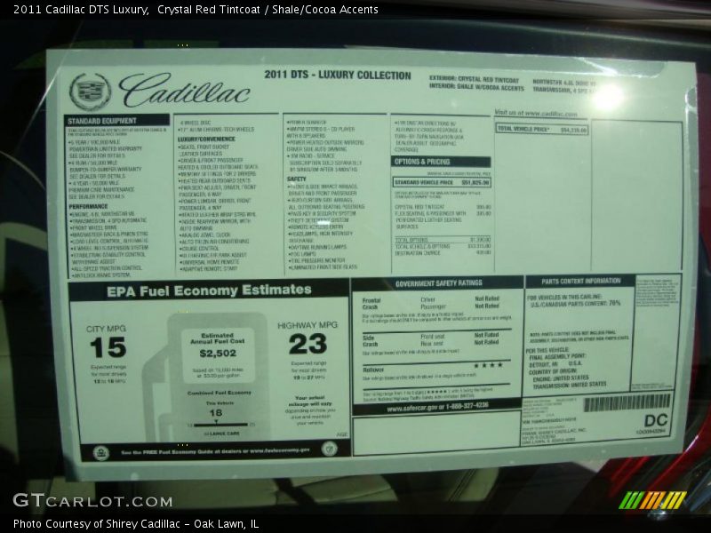 Crystal Red Tintcoat / Shale/Cocoa Accents 2011 Cadillac DTS Luxury
