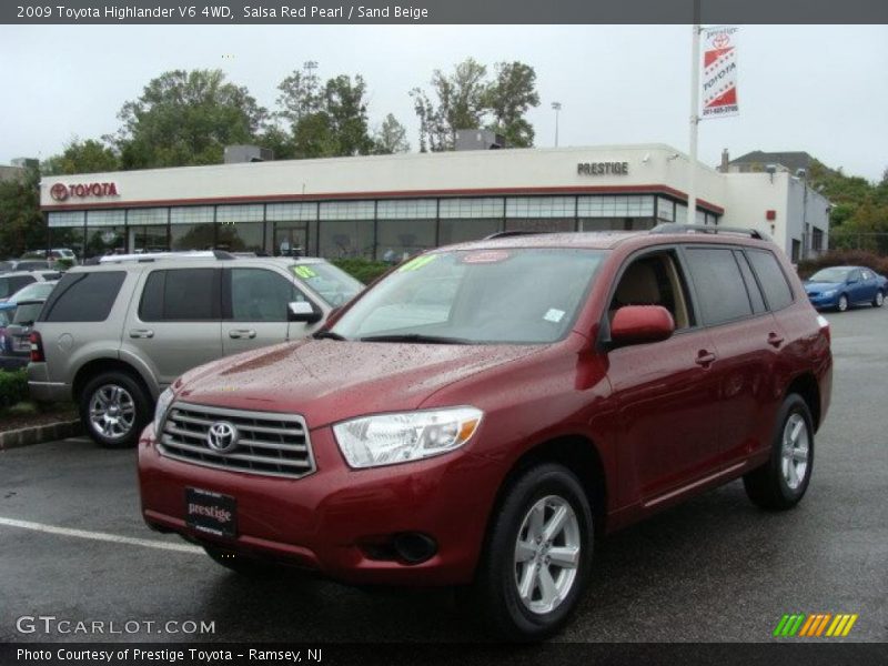 Salsa Red Pearl / Sand Beige 2009 Toyota Highlander V6 4WD