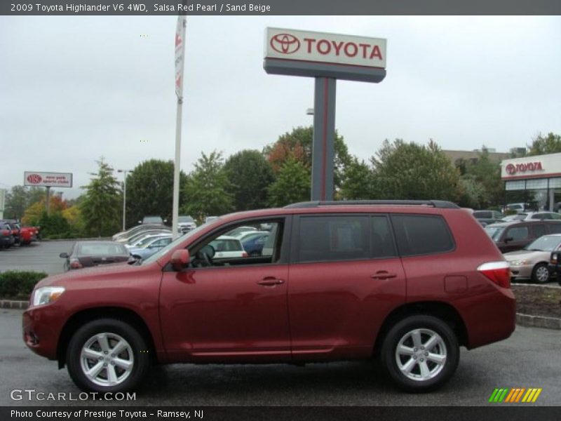Salsa Red Pearl / Sand Beige 2009 Toyota Highlander V6 4WD