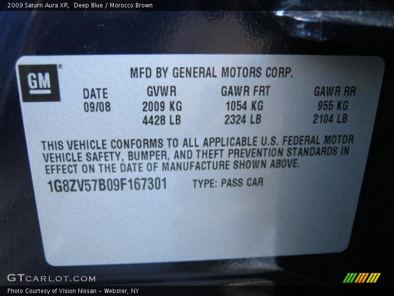 Deep Blue / Morocco Brown 2009 Saturn Aura XR