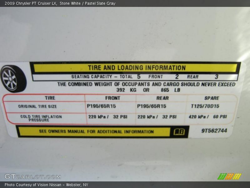 Stone White / Pastel Slate Gray 2009 Chrysler PT Cruiser LX