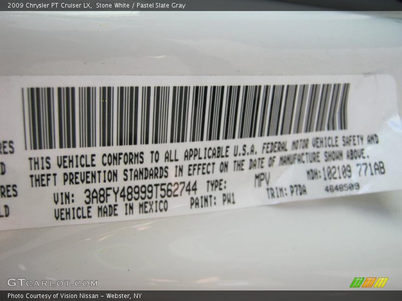 Stone White / Pastel Slate Gray 2009 Chrysler PT Cruiser LX