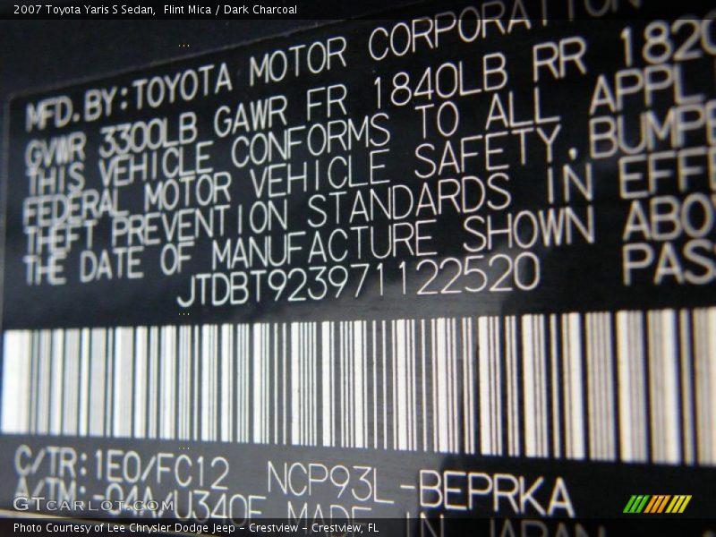 Flint Mica / Dark Charcoal 2007 Toyota Yaris S Sedan