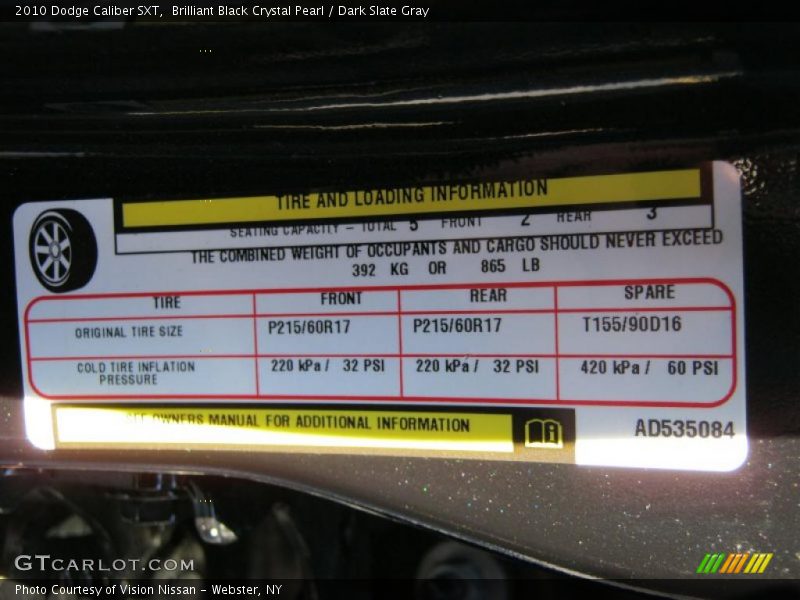 Brilliant Black Crystal Pearl / Dark Slate Gray 2010 Dodge Caliber SXT