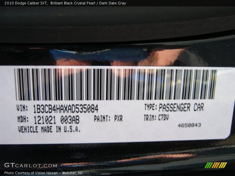 Brilliant Black Crystal Pearl / Dark Slate Gray 2010 Dodge Caliber SXT
