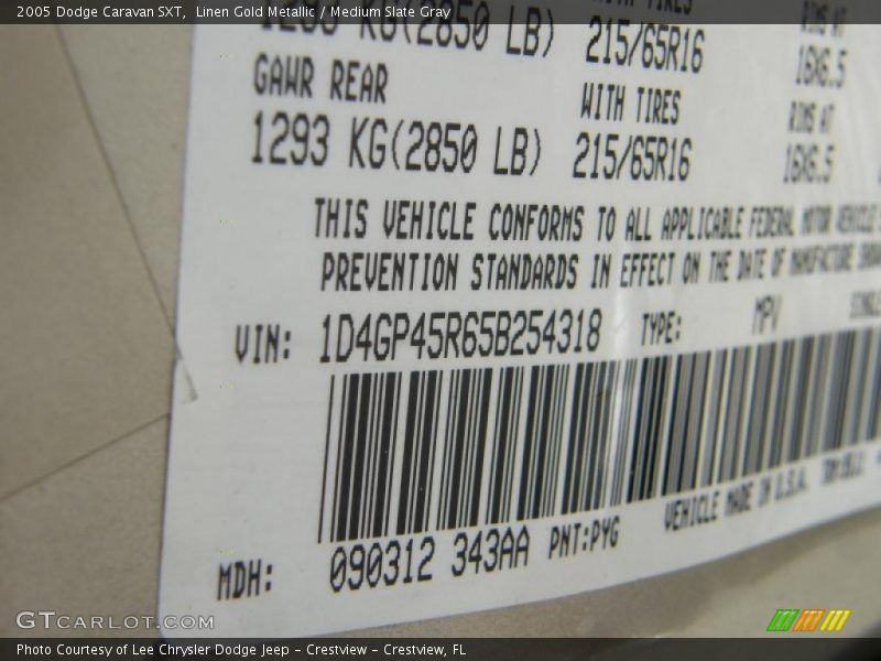 Linen Gold Metallic / Medium Slate Gray 2005 Dodge Caravan SXT
