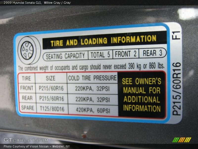 Willow Gray / Gray 2009 Hyundai Sonata GLS