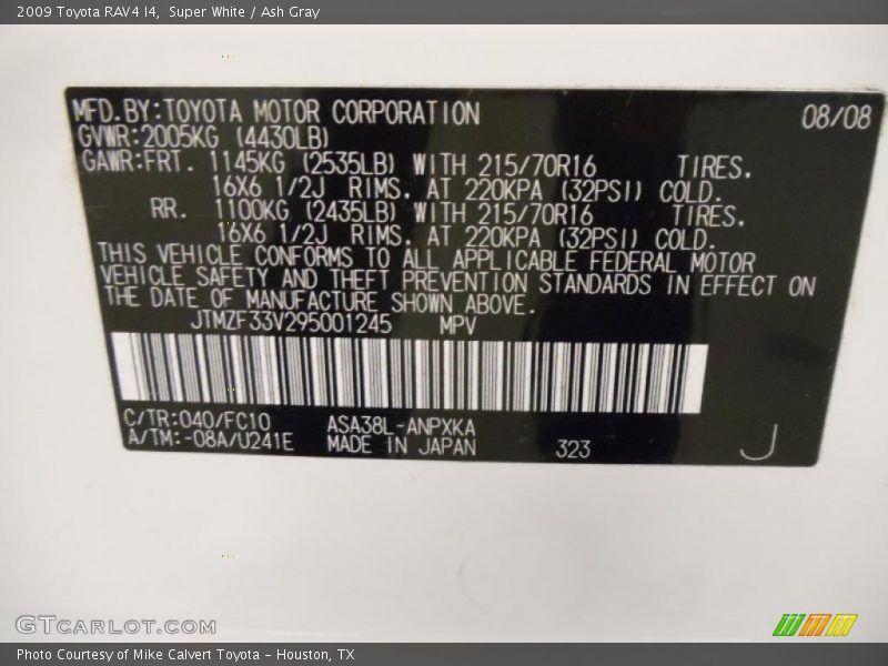 Super White / Ash Gray 2009 Toyota RAV4 I4