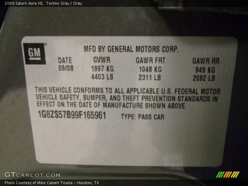 Techno Gray / Gray 2009 Saturn Aura XE