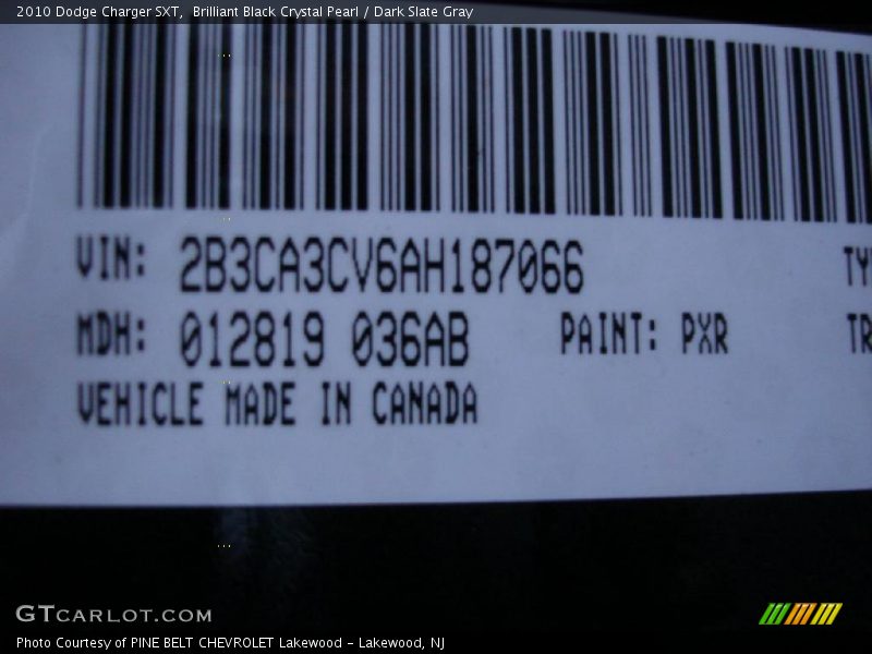 Brilliant Black Crystal Pearl / Dark Slate Gray 2010 Dodge Charger SXT
