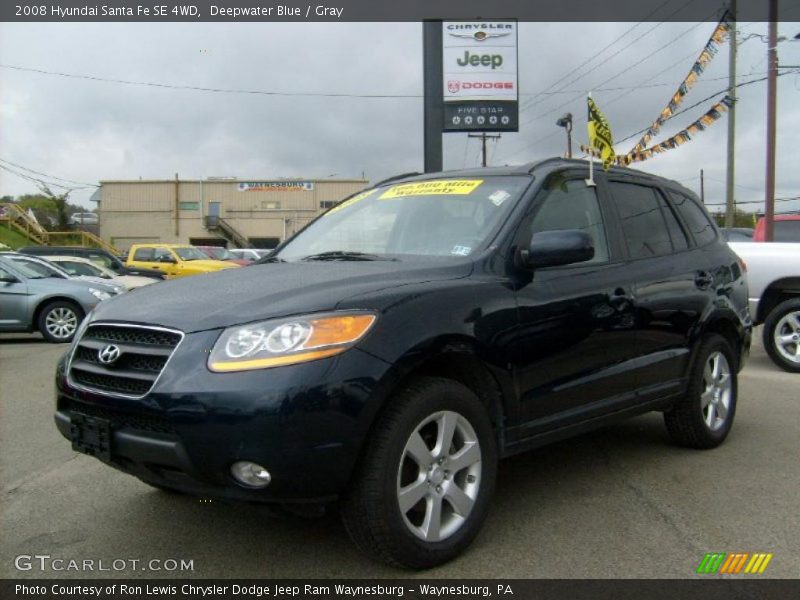 Deepwater Blue / Gray 2008 Hyundai Santa Fe SE 4WD