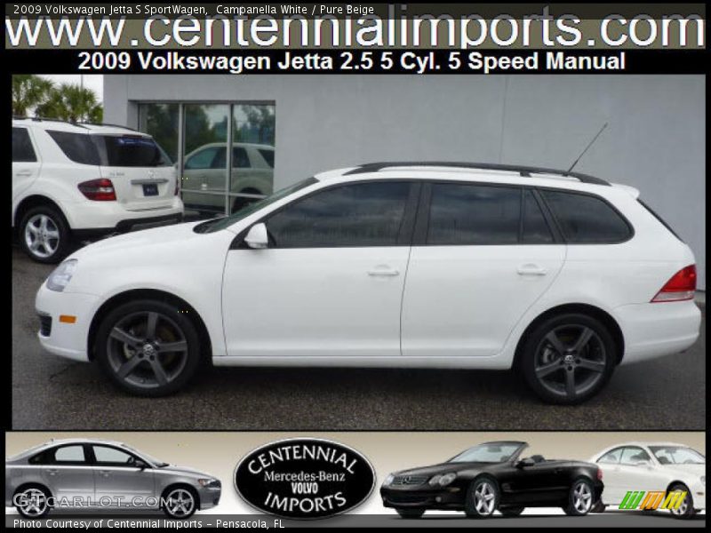Campanella White / Pure Beige 2009 Volkswagen Jetta S SportWagen