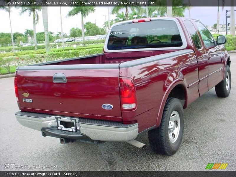 Dark Toreador Red Metallic / Medium Prairie Tan 1998 Ford F150 XLT SuperCab 4x4