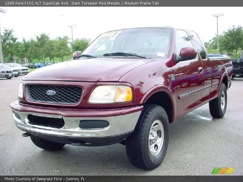 Dark Toreador Red Metallic / Medium Prairie Tan 1998 Ford F150 XLT SuperCab 4x4