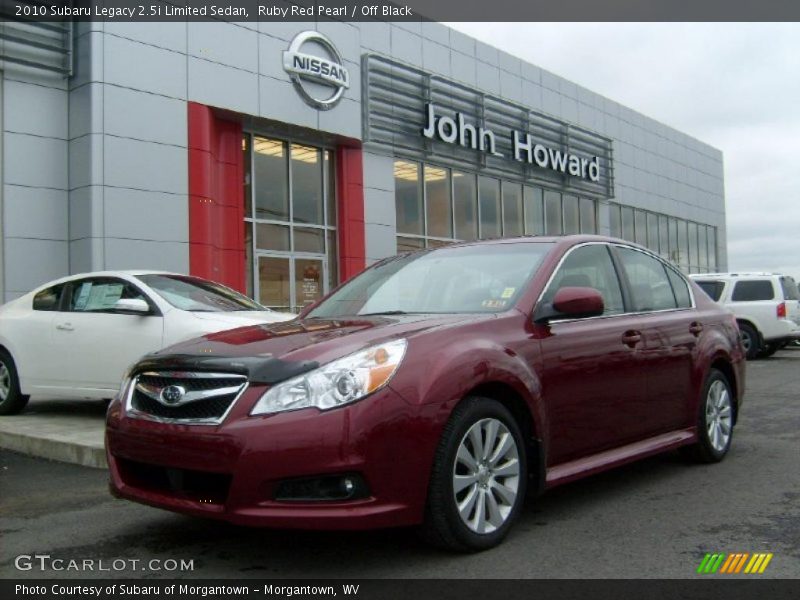 Ruby Red Pearl / Off Black 2010 Subaru Legacy 2.5i Limited Sedan