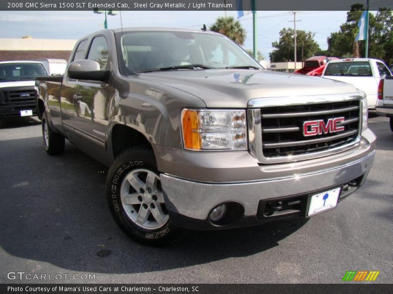 Steel Gray Metallic / Light Titanium 2008 GMC Sierra 1500 SLT Extended Cab