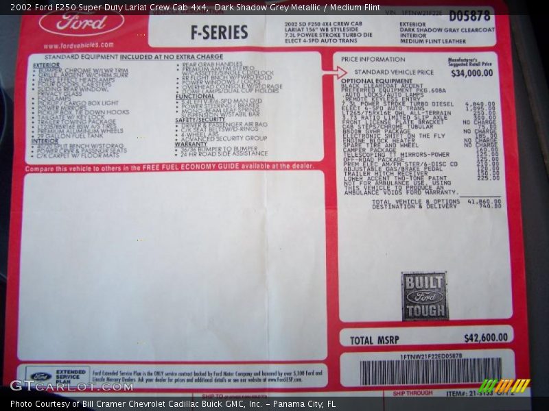 Dark Shadow Grey Metallic / Medium Flint 2002 Ford F250 Super Duty Lariat Crew Cab 4x4