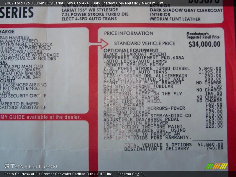 Dark Shadow Grey Metallic / Medium Flint 2002 Ford F250 Super Duty Lariat Crew Cab 4x4