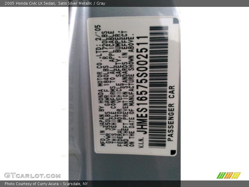 Satin Silver Metallic / Gray 2005 Honda Civic LX Sedan