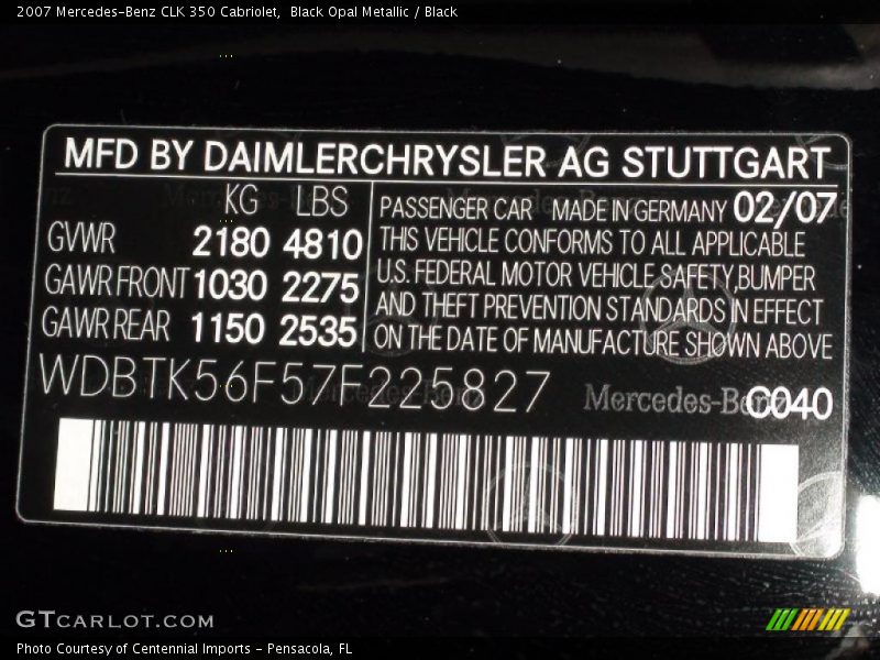 Black Opal Metallic / Black 2007 Mercedes-Benz CLK 350 Cabriolet