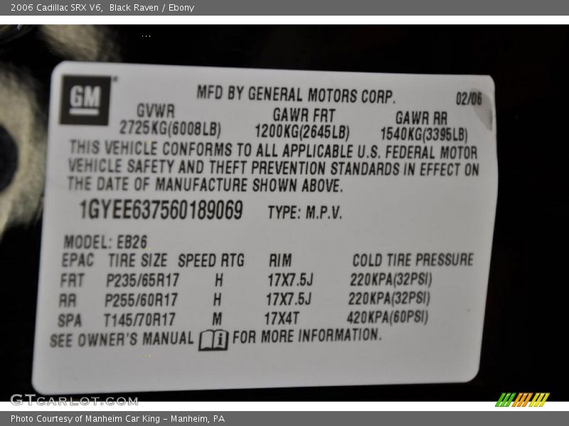 Black Raven / Ebony 2006 Cadillac SRX V6