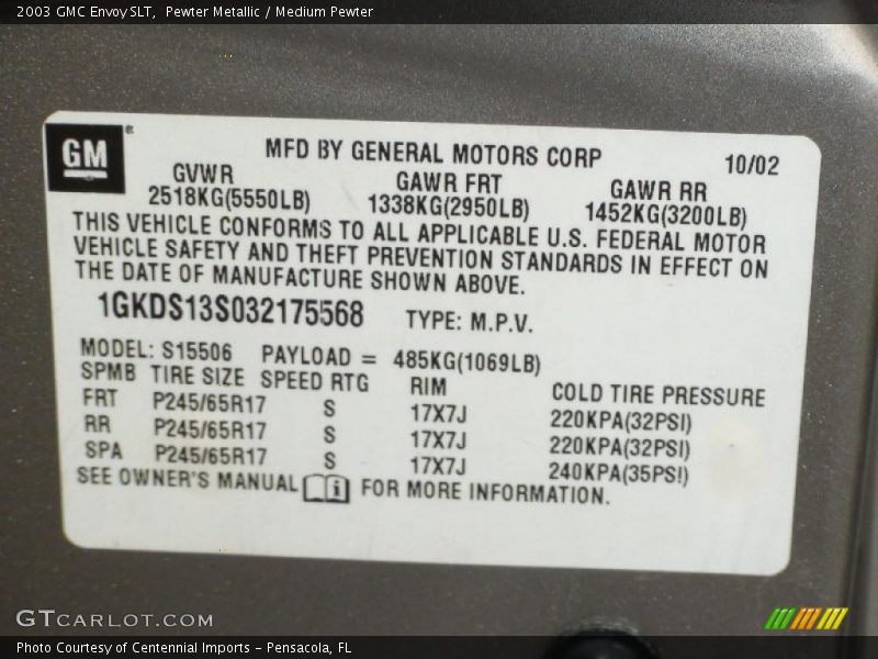 Pewter Metallic / Medium Pewter 2003 GMC Envoy SLT