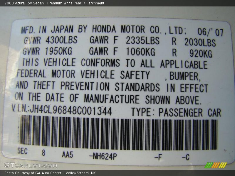 Premium White Pearl / Parchment 2008 Acura TSX Sedan