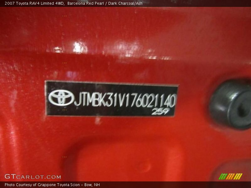 Barcelona Red Pearl / Dark Charcoal/Ash 2007 Toyota RAV4 Limited 4WD