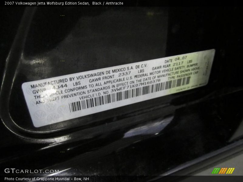 Black / Anthracite 2007 Volkswagen Jetta Wolfsburg Edition Sedan