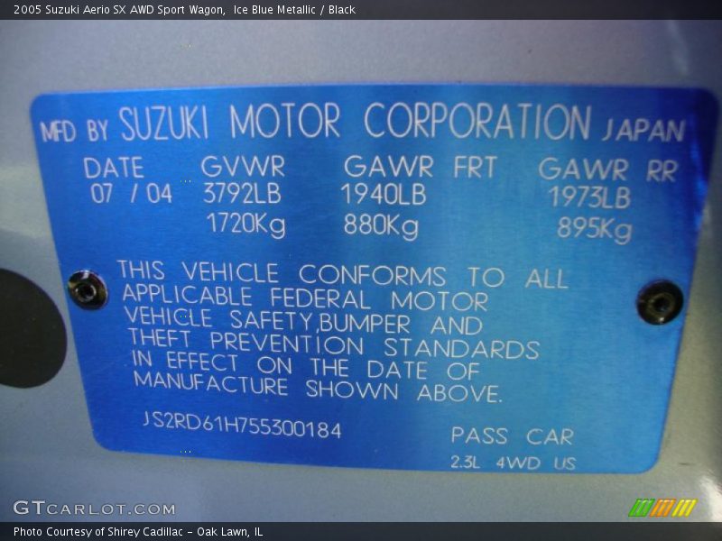 Ice Blue Metallic / Black 2005 Suzuki Aerio SX AWD Sport Wagon