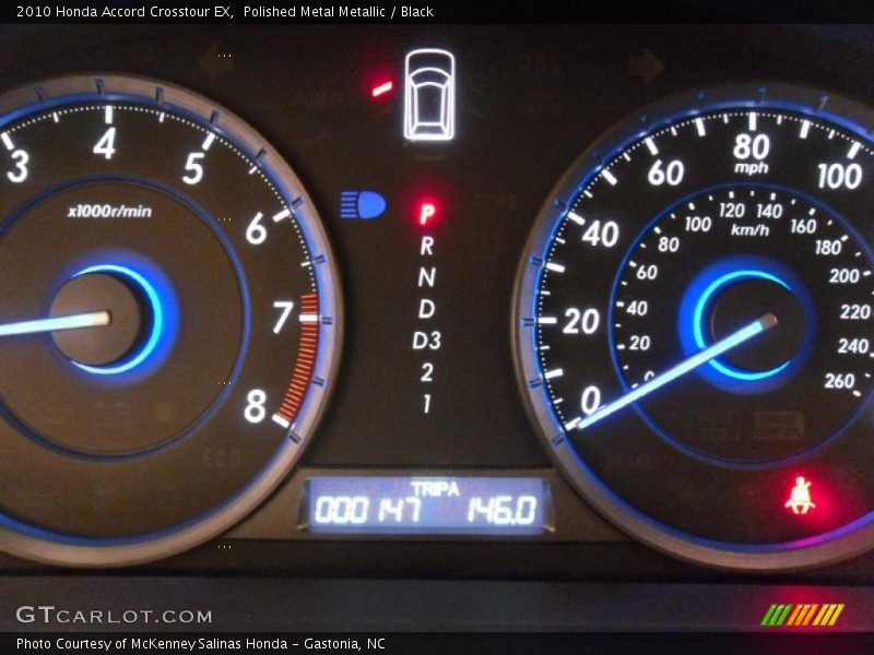 Polished Metal Metallic / Black 2010 Honda Accord Crosstour EX