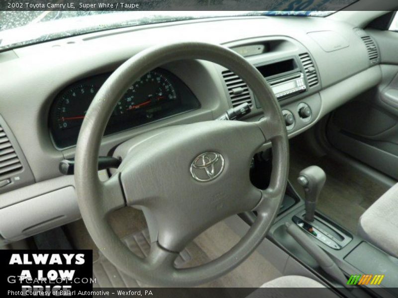 Super White / Taupe 2002 Toyota Camry LE