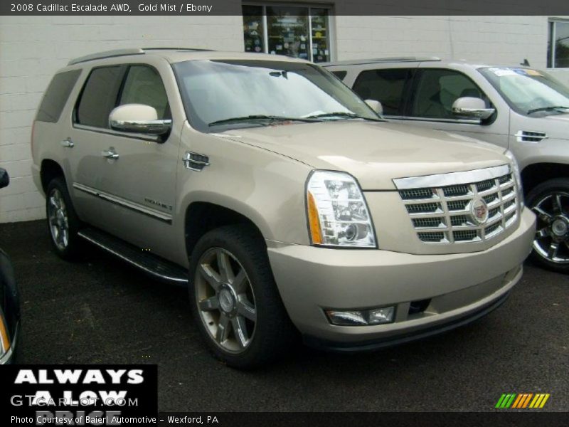 Gold Mist / Ebony 2008 Cadillac Escalade AWD